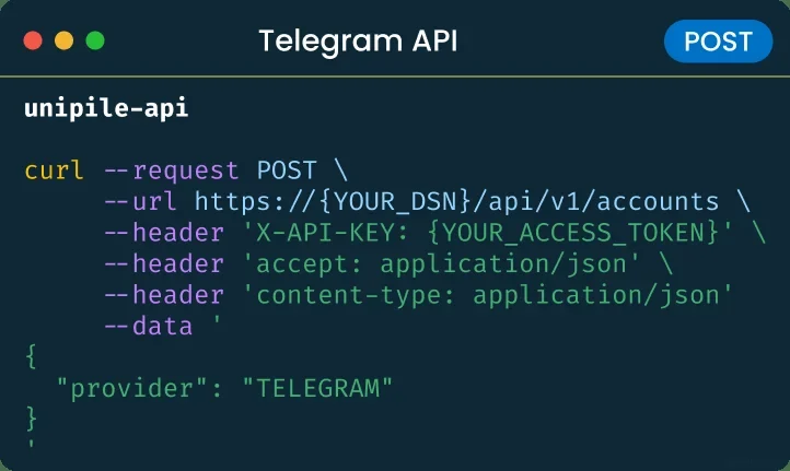 Telegram API账号请求示例图